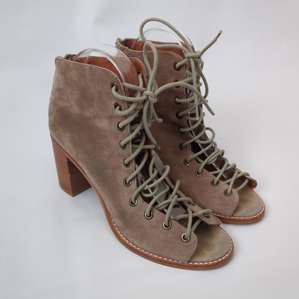 Jeffrey Campbell Cors Lace-Up Ankle Boot Womens Heels Brown‎ Suede 9 Booties - Picture 2 of 14